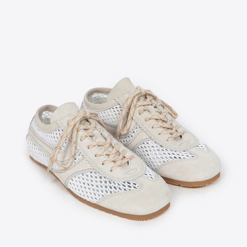 Dries Van Noten Beige and White Mesh Sneakers
